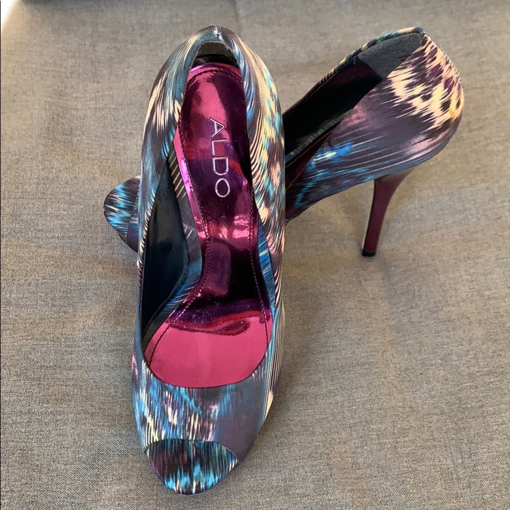 Purple ALDO open toe high heels